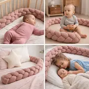 Bumper Impletit Pentru Patut ,   Meowbaby   Aesthetic Power Pink , 200 Cm Pjbwkaop02