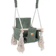 Leagan Patrat Pentru Copii Meowbaby   Square Swing Aesthetic Olive Green,   Confort, Siguranta Si Design Modern Pjbmahk33
