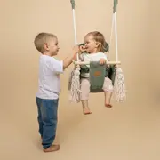 Leagan Patrat Pentru Copii Meowbaby   Square Swing Aesthetic Olive Green,   Confort, Siguranta Si Design Modern Pjbmahk33