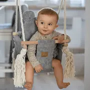 Leagan Pentru Copii Si Bebelusi, Centuri De Siguranta, Catifea Reiata, Perna Ursulet Aesthetic Grey, Meowbaby Pjbahbsog01