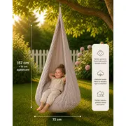 Leagan Tip Cocon Pentru Copii Meowbaby   Churros Pebble Beige ,   Locul Preferat Pentru Joaca Si Relaxare Pjbmchhkk100