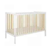 Patut 2 In 1 Lumi Alb-natur 120x60 Cm Din Lemn, 3 Niveluri Somiera, Trepte Detasabile + Bariera Transformare Pjblumibw-n