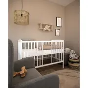 Patut 2 In 1 Pure Alb 120x60 Cm Din Lemn, 3 Niveluri Somiera, Trepte Detasabile + Bariera Transformare Pjbgrzesbw