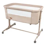 Patut Cu Leganare Cullami, Co-sleeper 2 In 1, Cu Laterala Culisanta, Cu Setare Unghiulara, Cu Roti, Reglabil In 6 Pozitii Pe Inaltime, Beige Pjblodonal02a0