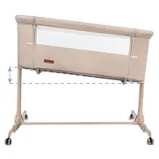 Patut Cu Leganare Cullami, Co-sleeper 2 In 1, Cu Laterala Culisanta, Cu Setare Unghiulara, Cu Roti, Reglabil In 6 Pozitii Pe Inaltime, Beige Pjblodonal02a0