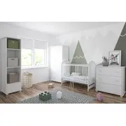 Patut Din Lemn Pentru Copii Tymon Alb 120a 60 Cm Somiera Reglabila    3 Bare Laterale Detasabile    Design Modern    0,  4 Ani Pjbtymon_w