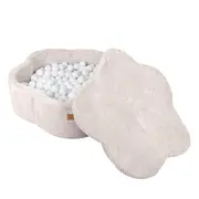 Piscina Cu Bile Meowbaby   ,   Aesthetic Ecru Flower, Spuma Moale, Ecru, Personalizabila Cu Bile La Alegere Pjbbafbh00