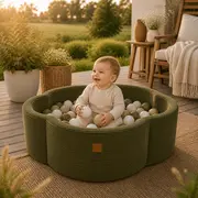 Piscina Cu Bile Meowbaby   ,   Aesthetic Khaki Flower, Spuma Moale, Personalizabila Cu Bile La Alegere Pjbbafog00