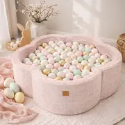Piscina Cu Bile Meowbaby    Soft Bunny  ,   Aesthetic Pink Flower, Spuma Moale, Roz Pudrat, 200 Bile Incluse Pjbbafop00-5163