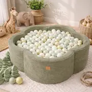 Piscina Cu Bile Meowbaby   Safari Baby ,   Aesthetic Khaki Flower, Spuma Moale, 200 Bile Incluse Pjbbafog00-4046