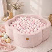 Piscina Cu Bile Meowbaby   Sweet Blush ,   Aesthetic Pink Flower, Spuma Moale, Roz Pudrat, 200 Bile Incluse Pjbbafop00-3579