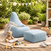 Puf Premium Copii Cu Suport Picioare Meowbaby   Tearo Outzy Cloudberry Sky Blue ,   Sako Bag Outdoor  Indoor Pentru Relaxare Si Joaca Pjbmoput67
