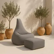 Puf Premium Copii Cu Suport Picioare Meowbaby   Tearo Outzy Taupe ,   Sako Bag Outdoor  Indoor Pentru Relaxare Si Joaca Pjbmoput70