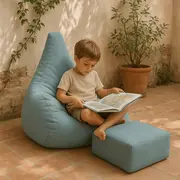 Puf Premium Copii Cu Suport Picioare Meowbaby   Tearo Outzy Taupe ,   Sako Bag Outdoor  Indoor Pentru Relaxare Si Joaca Pjbmoput70