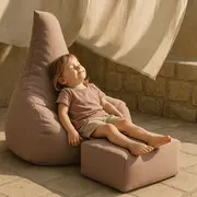 Puf Premium Copii Cu Suport Picioare Meowbaby   Tearo Outzy Taupe ,   Sako Bag Outdoor  Indoor Pentru Relaxare Si Joaca Pjbmoput70