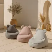 Puf Premium Copii Meowbaby   Outzy Teddy Featherfog Gray ,   Bean Bag Indoor  Outdoor Cu Urechi Teddy Pentru Relaxare Si Joaca Pjbmopusbt69