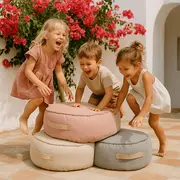 Puf Rotund Premium Copii Meowbaby   Outzy Drift Dlay Taupe ,   Bean Bag Indoor  Outdoor Pentru Relaxare Si Joaca Pjbmopuo70
