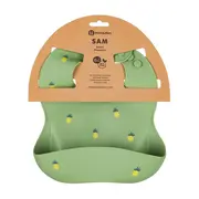 Baveta moale, Petite&Mars, Take&Match, Reglabila, Cu buzunar colector, Silicon, Fara BPA, 6 luni+, Model ananas, Verde BYN706122