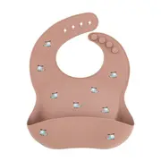 Baveta moale, Petite&Mars, Take&Match, Reglabila, Cu buzunar colector, Silicon, Fara BPA, 6 luni+, Model avioane, Roz BYN706121