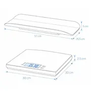 Cantar electronic, Petite&Mars, 2 in 1, Multifunctional, Panou cu touch, Pentru bebelusi si adulti, Pana 180 kg, Alb BYN682025