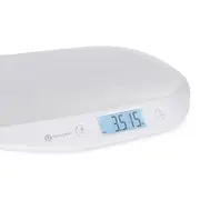 Cantar electronic, Petite&Mars, Pentru bebelusi, Pana la 20 kg, Forma ergonomica, Inregistreaza greutatea si in timpul miscarii, Alb BYN682015