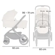 Carucior 2 in 1, Petite&Mars, Scout, Cu landou pliabil, Reversibil, Spatar si suport de picioare reglabile in 3 pozitii, Maner ajustabil, Cu accesorii, Pana la 22 kg, 0 luni+, Bej BYN555696