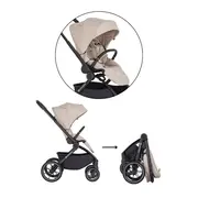Carucior 2 in 1, Petite&Mars, Scout, Cu landou pliabil, Reversibil, Spatar si suport de picioare reglabile in 3 pozitii, Maner ajustabil, Cu accesorii, Pana la 22 kg, 0 luni+, Gri BYN555697