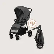 Carucior sport, Lionelo, Emerald, Pliere cu o mana, Copertina XXL UPF50+, Spatar reglabil, Suspensie completa, Roti EVA, 6- 48 luni, Pana la 22 kg, Gri BYNLO-EMERALD_GREY_STONE