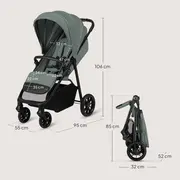 Carucior sport, Lionelo, Emerald, Pliere cu o mana, Copertina XXL UPF50+, Spatar reglabil, Suspensie completa, Roti EVA, 6- 48 luni, Pana la 22 kg, Verde BYNLO-EMERALD_GREEN_FOREST
