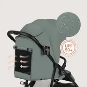 Carucior sport, Lionelo, Emerald, Pliere cu o mana, Copertina XXL UPF50+, Spatar reglabil, Suspensie completa, Roti EVA, 6- 48 luni, Pana la 22 kg, Verde BYNLO-EMERALD_GREEN_FOREST