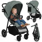 Carucior sport, Lionelo, Emerald, Pliere cu o mana, Copertina XXL UPF50+, Spatar reglabil, Suspensie completa, Roti EVA, 6- 48 luni, Pana la 22 kg, Verde BYNLO-EMERALD_GREEN_FOREST