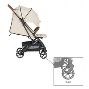 Carucior sport, Petite&Mars, Fly, Pliere compacta, Spatar reglabil pana la pozitie de somn, Suport picioare reglabil, Copertina extensibila cu protectie UPF40+, Suport pahar inclus, Pana la 22 kg, 0 luni+, Bej BYN554763
