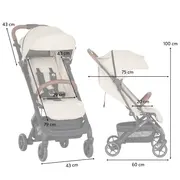 Carucior sport, Petite&Mars, Fly, Pliere compacta, Spatar reglabil pana la pozitie de somn, Suport picioare reglabil, Copertina extensibila cu protectie UPF40+, Suport pahar inclus, Pana la 22 kg, 0 luni+, Bej BYN554763