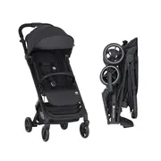 Carucior sport, Petite&Mars, Fly, Pliere compacta, Spatar reglabil pana la pozitie de somn, Suport picioare reglabil, Copertina extensibila cu protectie UPF40+, Suport pahar inclus, Pana la 22 kg, 0 luni+, Negru BYN554764