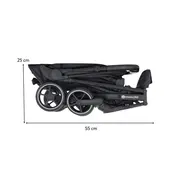 Carucior sport, Petite&Mars, Fly, Pliere compacta, Spatar reglabil pana la pozitie de somn, Suport picioare reglabil, Copertina extensibila cu protectie UPF40+, Suport pahar inclus, Pana la 22 kg, 0 luni+, Negru BYN554764