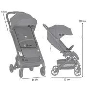 Carucior sport, Petite&Mars, Fly, Pliere compacta, Spatar reglabil pana la pozitie de somn, Suport picioare reglabil, Copertina extensibila cu protectie UPF40+, Suport pahar inclus, Pana la 22 kg, 0 luni+, Negru BYN554764