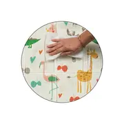 Covoras educativ, Petite&Mars, Campy L, Din spuma XPE non-toxica, Cu doua fete, Suprafata antiderapanta, 130x200 cm, Pliabil compact 40&times;32&times;21 cm, Model animalute si forme geometrice BYN434076