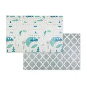 Covoras educativ, Petite&Mars, Campy L, Din spuma XPE non-toxica, Cu doua fete, Suprafata antiderapanta, 130x200 cm, Pliabil compact 40&times;32&times;21 cm, Model masini si forme geometrice BYN434073