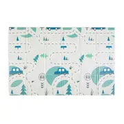 Covoras educativ, Petite&Mars, Campy L, Din spuma XPE non-toxica, Cu doua fete, Suprafata antiderapanta, 130x200 cm, Pliabil compact 40&times;32&times;21 cm, Model masini si forme geometrice BYN434073