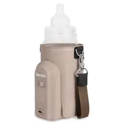 Incalzitor biberoane, Lionelo, ThermUp Go Evo, Portabil, Cu 5 niveluri de incalzire, Cu buton Safety Control, Mentinere caldura pana la 9h, Incarcare USB, Bej inchis BYNLOC-THERMUP_GO_EVO_BEIGE_TAUPE