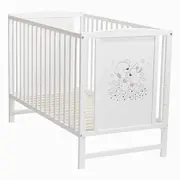 Patut bebelus Bears din lemn masiv cu laterala culisabila + Saltea Cocos 10cm