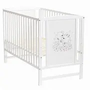 Patut bebelus Bears din lemn masiv cu laterala culisabila si functie co-sleeper, 120x60 cm