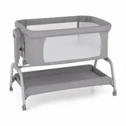 Patut co-sleeper, Feedo, Cu sistem de leganare, Inaltime adjustabila pana la 57-69 cm, sustine pana la 9 kg, 0 luni+ Gri BYN225206