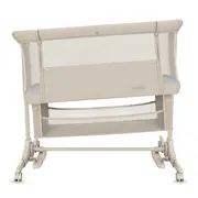 Patut co-sleeper, Lionelo, Jodie, Multifunctional, Reglabil in 6 pozitii pe inaltime, Saltea cu densitate T25, Functie de leganare, Cu plasa de tantari, Buzunar depozitare, Geanta transport, 84x48x70-80 cm, Bej BYNLO-JODIE_BEIGE_CREAM