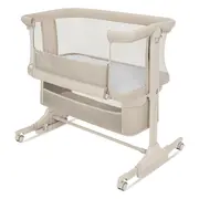 Patut co-sleeper, Lionelo, Jodie, Multifunctional, Reglabil in 6 pozitii pe inaltime, Saltea cu densitate T25, Functie de leganare, Cu plasa de tantari, Buzunar depozitare, Geanta transport, 84x48x70-80 cm, Bej BYNLO-JODIE_BEIGE_CREAM