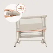 Patut co-sleeper, Lionelo, Jodie, Multifunctional, Reglabil in 6 pozitii pe inaltime, Saltea cu densitate T25, Functie de leganare, Cu plasa de tantari, Buzunar depozitare, Geanta transport, 84x48x70-80 cm, Bej BYNLO-JODIE_BEIGE_CREAM