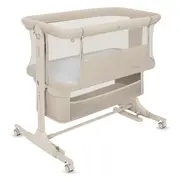 Patut co-sleeper, Lionelo, Jodie, Multifunctional, Reglabil in 6 pozitii pe inaltime, Saltea cu densitate T25, Functie de leganare, Cu plasa de tantari, Buzunar depozitare, Geanta transport, 84x48x70-80 cm, Bej BYNLO-JODIE_BEIGE_CREAM