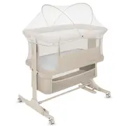 Patut co-sleeper, Lionelo, Jodie, Multifunctional, Reglabil in 6 pozitii pe inaltime, Saltea cu densitate T25, Functie de leganare, Cu plasa de tantari, Buzunar depozitare, Geanta transport, 84x48x70-80 cm, Bej BYNLO-JODIE_BEIGE_CREAM