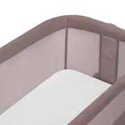 Patut co-sleeper, Lionelo, Luna, 2 in 1, Cu laterala culisanta, Cu setare unghiulara, Cu roti, Reglabil in 6 pozitii pe inaltime, Bej inchis BYNLO-LUNA_BEIGE_TAUPE