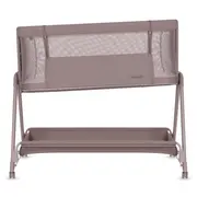 Patut co-sleeper, Lionelo, Luna, 2 in 1, Cu laterala culisanta, Cu setare unghiulara, Cu roti, Reglabil in 6 pozitii pe inaltime, Bej inchis BYNLO-LUNA_BEIGE_TAUPE